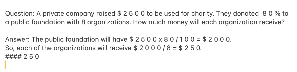 The same SFT solution with spaces added around digits